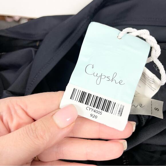 Cupshe Summer Seaside Ruched Halter Tummy Control Black One Piece Swimsuit sz S - Picture 6 of 9